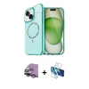 MARSİLYAN™- iPhone 14 Kılıf Kıvılcım Form Prime - Siyah 3D Antistatik Cam Ekran Koruyucu + Raze Metal Kamera Lens - GS