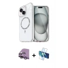 MARSİLYAN™- iPhone 14 Kılıf Kıvılcım Form Prime - Siyah 3D Antistatik Cam Ekran Koruyucu + Raze Metal Kamera Lens - GS