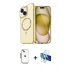 MARSİLYAN™- iPhone 14 Kılıf Kıvılcım Form Prime - Siyah 3D Antistatik Cam Ekran Koruyucu + Shine Kamera Lens - GS