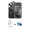 MARSİLYAN™- iPhone 14 Kılıf Kıvılcım Form Prime - Siyah 3D Antistatik Cam Ekran Koruyucu + Shine Kamera Lens - GS