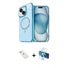 MARSİLYAN™- iPhone 14 Kılıf Kıvılcım Form Prime - Siyah 3D Antistatik Cam Ekran Koruyucu + Kırmızı Diamond Kamera Lens