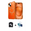 MARSİLYAN™- iPhone 14 Kılıf Kıvılcım Form Prime - Siyah 3D Antistatik Cam Ekran Koruyucu + PVD Metal Kamera Lens - MI