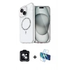 MARSİLYAN™- iPhone 14 Kılıf Kıvılcım Form Prime - Siyah 3D Antistatik Cam Ekran Koruyucu + PVD Metal Kamera Lens - MI