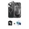 MARSİLYAN™- iPhone 14 Kılıf Kıvılcım Form Prime - Siyah 3D Antistatik Cam Ekran Koruyucu + PVD Metal Kamera Lens - MI