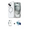 MARSİLYAN™- iPhone 14 Kılıf Kıvılcım Form Prime - Siyah 3D Antistatik Cam Ekran Koruyucu + Mavi Shine Kamera Lens