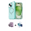 MARSİLYAN™- iPhone 14 Kılıf Kıvılcım Form Prime - Siyah 3D Antistatik Cam Ekran Koruyucu + Raze Metal Kamera Lens - MR