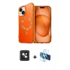 MARSİLYAN™- iPhone 14 Kılıf Kıvılcım Form Prime - Siyah 3D Antistatik Cam Ekran Koruyucu + PVD Metal Kamera Lens - PE