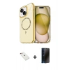 MARSİLYAN™- iPhone 14 Kılıf Kıvılcım Form Prime - Siyah 3D Antistatik Hayalet Cam Ekran Koruyucu + Diamond Kamera Lens - KI