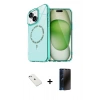 MARSİLYAN™- iPhone 14 Kılıf Kıvılcım Form Prime - Siyah 3D Antistatik Hayalet Cam Ekran Koruyucu + Diamond Kamera Lens - SABE