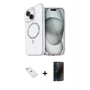 MARSİLYAN™- iPhone 14 Kılıf Kıvılcım Form Prime - Siyah 3D Antistatik Hayalet Cam Ekran Koruyucu + Diamond Kamera Lens - SABE