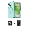 MARSİLYAN™- iPhone 14 Kılıf Kıvılcım Form Prime - Siyah 3D Antistatik Hayalet Cam Ekran Koruyucu + PVD Metal Kamera Lens - YL