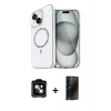 MARSİLYAN™- iPhone 14 Kılıf Kıvılcım Form Prime - Siyah 3D Antistatik Hayalet Cam Ekran Koruyucu + PVD Metal Kamera Lens - TU