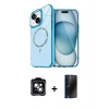 MARSİLYAN™- iPhone 14 Kılıf Kıvılcım Form Prime - Siyah 3D Antistatik Hayalet Cam Ekran Koruyucu + PVD Metal Kamera Lens - YL