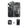 MARSİLYAN™- iPhone 14 Kılıf Kıvılcım Form Prime - Siyah 3D Antistatik Hayalet Cam Ekran Koruyucu + PVD Metal Kamera Lens - YL