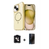 MARSİLYAN™- iPhone 14 Kılıf Kıvılcım Form Prime - Siyah 3D Antistatik Hayalet Cam Ekran Koruyucu + PVD Metal Kamera Lens - TU