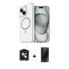 MARSİLYAN™- iPhone 14 Kılıf Kıvılcım Form Prime - Siyah 3D Antistatik Hayalet Cam Ekran Koruyucu + PVD Metal Kamera Lens - YL