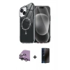 MARSİLYAN™- iPhone 14 Kılıf Kıvılcım Form Prime - Siyah 3D Antistatik Hayalet Cam Ekran Koruyucu + Raze Metal Kamera Lens - GS