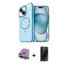 MARSİLYAN™- iPhone 14 Kılıf Kıvılcım Form Prime - Siyah 3D Antistatik Hayalet Cam Ekran Koruyucu + Raze Metal Kamera Lens - GS