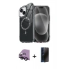 MARSİLYAN™- iPhone 14 Kılıf Kıvılcım Form Prime - Siyah 3D Antistatik Hayalet Cam Ekran Koruyucu + Raze Metal Kamera Lens - SH