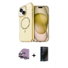 MARSİLYAN™- iPhone 14 Kılıf Kıvılcım Form Prime - Siyah 3D Antistatik Hayalet Cam Ekran Koruyucu + Raze Metal Kamera Lens - GS