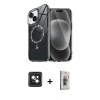 MARSİLYAN™- iPhone 14 Kılıf Kıvılcım Form Prime - Siyah Bilvis 3D Cam Ekran Koruyucu + PVD Metal Kamera Lens - PE