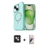MARSİLYAN™- iPhone 14 Kılıf Kıvılcım Form Prime - Siyah Bilvis 3D Mat Cam Ekran Koruyucu + PVD Metal Kamera Lens - PE