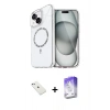MARSİLYAN™- iPhone 14 Kılıf Kıvılcım Form Prime - Siyah Bilvis 5in1 3D Magic Cam Ekran Koruyucu + Sierra Blue Diamond Kamera Lens