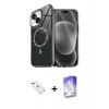 MARSİLYAN™- iPhone 14 Kılıf Kıvılcım Form Prime - Siyah Bilvis 5in1 3D Magic Cam Ekran Koruyucu + Yeşil Diamond Kamera Lens