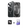 MARSİLYAN™- iPhone 14 Kılıf Kıvılcım Form Prime - Siyah Bilvis 5in1 5D Magic Hayalet Cam Ekran Koruyucu + PVD Metal Kamera Lens - PE