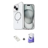 MARSİLYAN™- iPhone 14 Kılıf Kıvılcım Form Prime - Siyah Bilvis 5in1 5D Magic Hayalet Cam Ekran Koruyucu + Diamond Kamera Lens - SABE