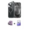 MARSİLYAN™- iPhone 14 Kılıf Kıvılcım Form Prime - Siyah Bilvis 5in1 5D Magic Hayalet Cam Ekran Koruyucu + Gümüş Raze Metal Kamera Lens