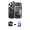 MARSİLYAN™- iPhone 14 Kılıf Kıvılcım Form Prime - Siyah Bilvis 5in1 5D Magic Hayalet Cam Ekran Koruyucu + PVD Metal Kamera Lens - GS