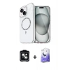 MARSİLYAN™- iPhone 14 Kılıf Kıvılcım Form Prime - Siyah Bilvis 5in1 5D Magic Hayalet Cam Ekran Koruyucu + PVD Metal Kamera Lens - YL