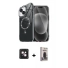 MARSİLYAN™- iPhone 14 Kılıf Kıvılcım Form Prime - Siyah Bilvis Hayalet Cam Ekran Koruyucu + PVD Metal Kamera Lens - PE