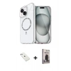 MARSİLYAN™- iPhone 14 Kılıf Kıvılcım Form Prime - Siyah Bilvis Hayalet Cam Ekran Koruyucu + Diamond Kamera Lens - SABE