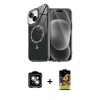 MARSİLYAN™- iPhone 14 Kılıf Kıvılcım Form Prime - Siyah Buffer Cam Ekran Koruyucu + Gümüş PVD Metal Kamera Lens