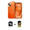 MARSİLYAN™- iPhone 14 Kılıf Kıvılcım Form Prime - Siyah Buffer Cam Ekran Koruyucu + Gümüş PVD Metal Kamera Lens