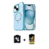 MARSİLYAN™- iPhone 14 Kılıf Kıvılcım Form Prime - Siyah Buffer Cam Ekran Koruyucu + Gümüş PVD Metal Kamera Lens
