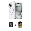 MARSİLYAN™- iPhone 14 Kılıf Kıvılcım Form Prime - Siyah Buffer Cam Ekran Koruyucu + PVD Metal Kamera Lens - PE