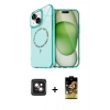 MARSİLYAN™- iPhone 14 Kılıf Kıvılcım Form Prime - Siyah Buffer Cam Ekran Koruyucu + PVD Metal Kamera Lens - PE