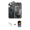MARSİLYAN™- iPhone 14 Kılıf Kıvılcım Form Prime - Siyah Buffer Hayalet Cam Ekran Koruyucu + Diamond Kamera Lens - PE