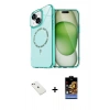 MARSİLYAN™- iPhone 14 Kılıf Kıvılcım Form Prime - Siyah Buffer Hayalet Cam Ekran Koruyucu + Diamond Kamera Lens - PE
