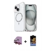 MARSİLYAN™- iPhone 14 Kılıf Kıvılcım Form Prime - Siyah Buffer Hayalet Cam Ekran Koruyucu + Raze Metal Kamera Lens - KI