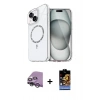 MARSİLYAN™- iPhone 14 Kılıf Kıvılcım Form Prime - Siyah Buffer Hayalet Cam Ekran Koruyucu + Raze Metal Kamera Lens - GS