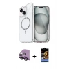 MARSİLYAN™- iPhone 14 Kılıf Kıvılcım Form Prime - Siyah Buffer Hayalet Cam Ekran Koruyucu + Raze Metal Kamera Lens - SH