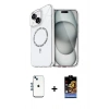 MARSİLYAN™- iPhone 14 Kılıf Kıvılcım Form Prime - Siyah Buffer Hayalet Cam Ekran Koruyucu + Shine Kamera Lens - MI