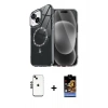 MARSİLYAN™- iPhone 14 Kılıf Kıvılcım Form Prime - Siyah Buffer Hayalet Cam Ekran Koruyucu + Shine Kamera Lens - SH