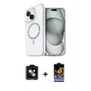 MARSİLYAN™- iPhone 14 Kılıf Kıvılcım Form Prime - Siyah Buffer Hayalet Cam Ekran Koruyucu + PVD Metal Kamera Lens - TU