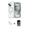 MARSİLYAN™- iPhone 14 Kılıf Kıvılcım Form Prime - Siyah Buffer Hayalet Cam Ekran Koruyucu + Yeşil Diamond Kamera Lens