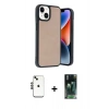 MARSİLYAN™- iPhone 14 Kılıf Kıvılcım Işık Serisi - Şeffaf 360 Full Body Arka Koruyucu + Shine Kamera Lens - SH